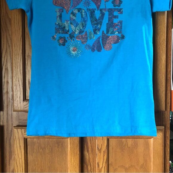 Women’s Crew Neck Beaded “LOVE” Graphic Short Sleeve T-Shirt - S - Picture 6 of 11